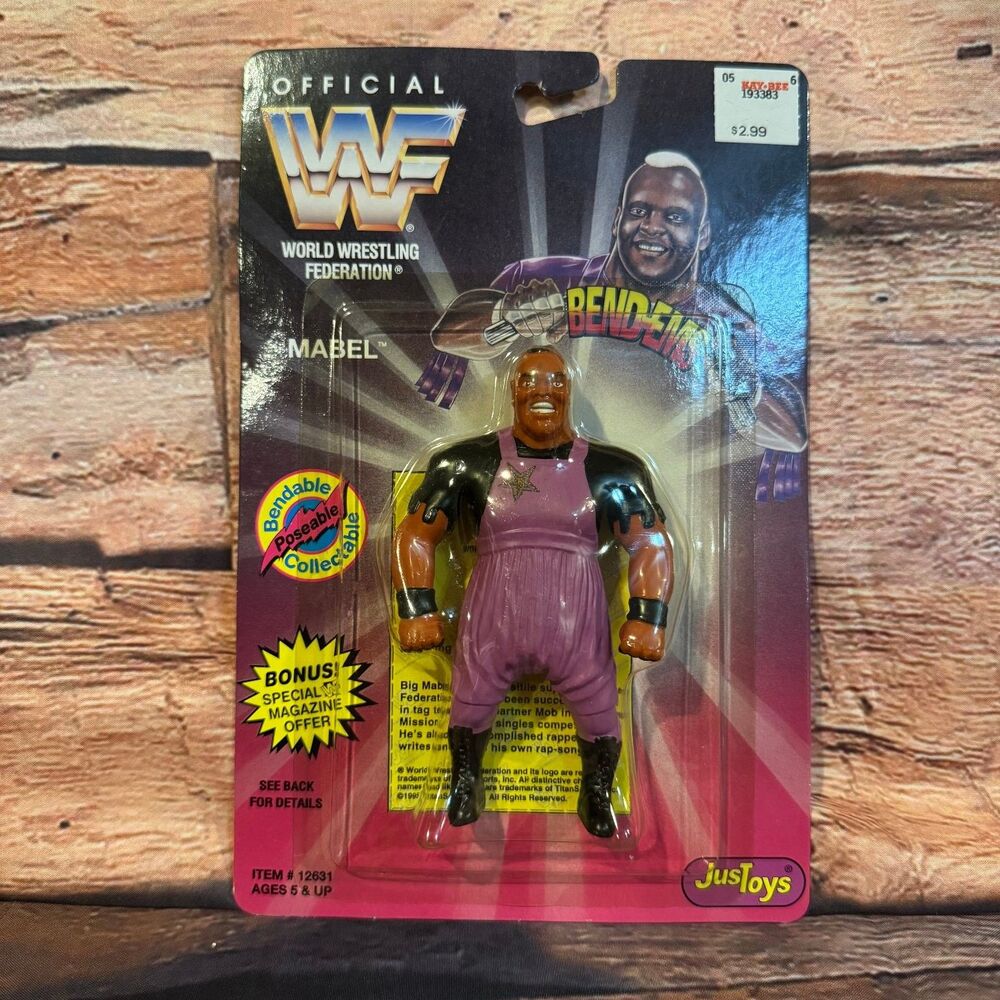 JustToys WWF Mabel Bend-Ems Action Figure World Wrestling Federation 5" Vintage